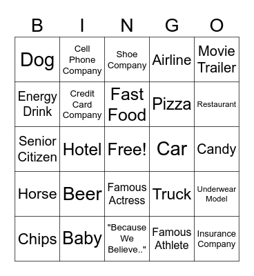 Commercial Bingo Card