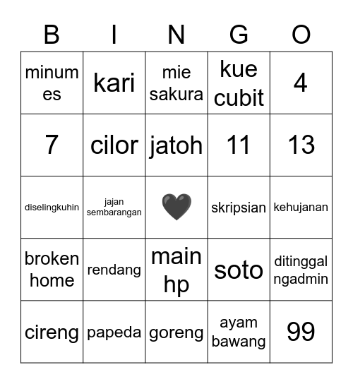 🖤 lauren 🖤 Bingo Card