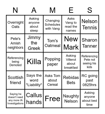 Blue Days Roll Call Bingo Card