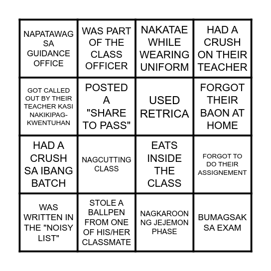 ARCH BINGO! Bingo Card