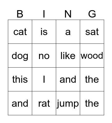 Rhea's Words  Bingo Card
