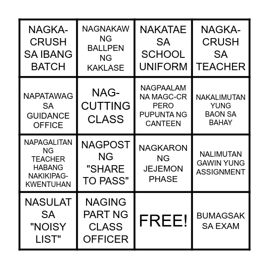 ARCH BINGO Card