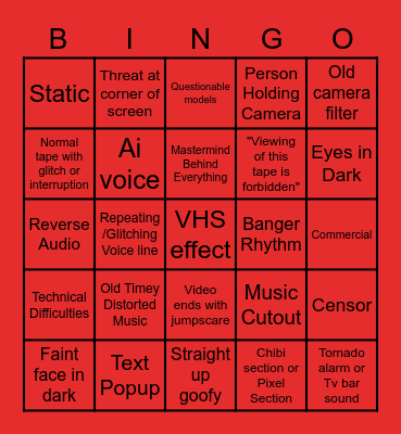 Analogue Horror Bingo Board Bingo Card