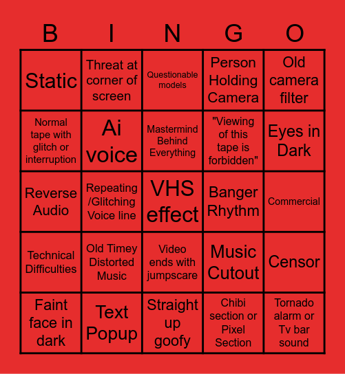 Analogue Horror Bingo Board Bingo Card