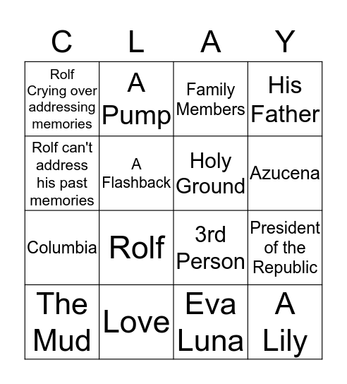 And of Clay we Are Created Bingo Card