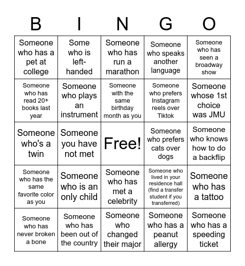 Human Bingo Card