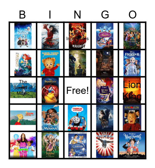 TV and Movie Bingo Card