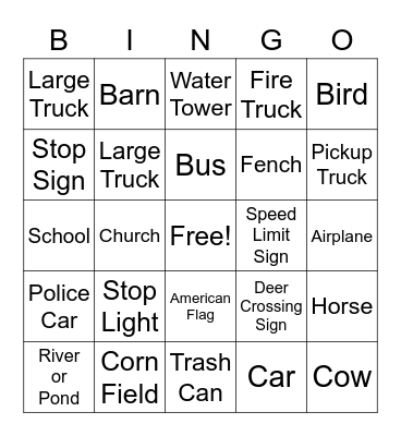 Country Bingo Card