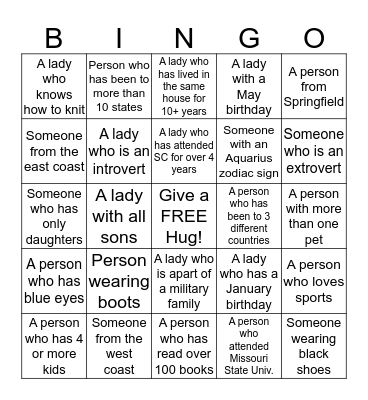 Christmas Tea Bingo Card