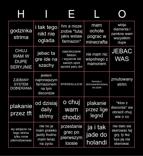 hielo bingo Card