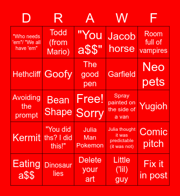 Drawfee Drawf Bingo Card