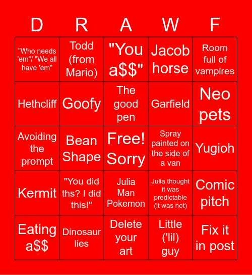 Drawfee Drawf Bingo Card