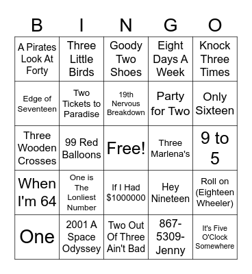 Numbers 3 Bingo Card