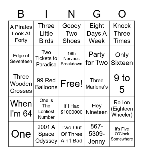 Numbers 3 Bingo Card