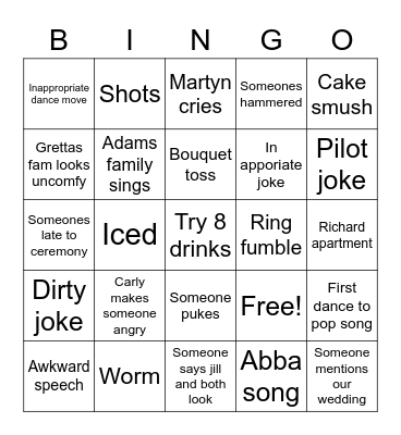 Wedding Bingo Card