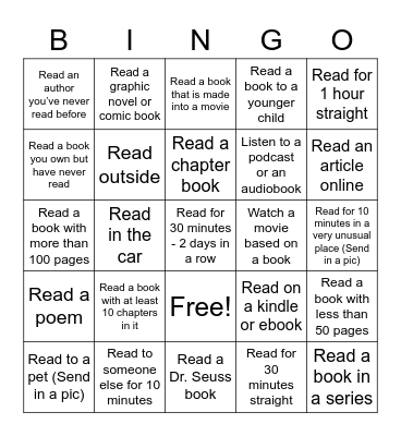 FAMS Reading Bingo Card