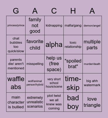 Gacha Life Bingo ! Bingo Card