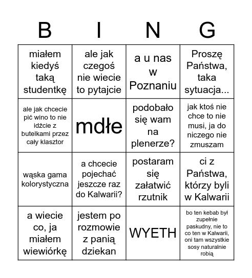 gramatyczne bingo Card