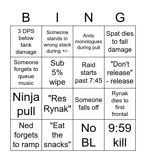 VotI Heroic Bingo Card