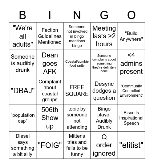 Bread smells of poo Bingo Card