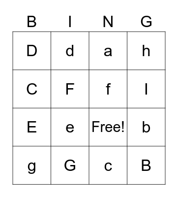 Alphabet Bingo Card