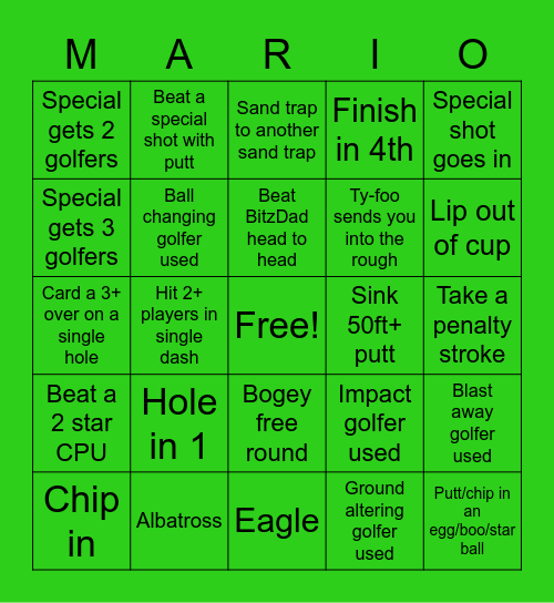 Super Rush Season 15 Bingo Card