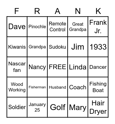 Happy 90th Birthday Bingo Card