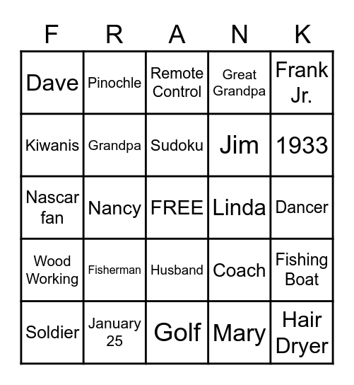 Happy 90th Birthday Bingo Card