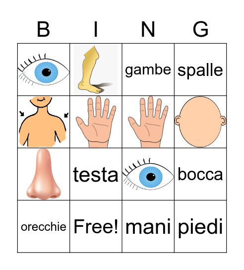 Il Corpo Bingo Card