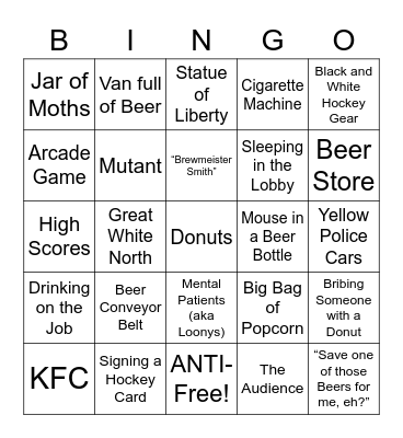 Strange Brew - Round 1 Bingo Card