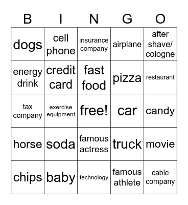 Commercial Bingo Card