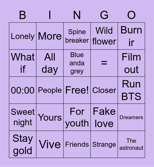 @f4irydimples27 Bingo Card