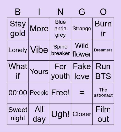 @f4irydimples27 Bingo Card