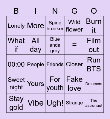 @f4irydimples27 Bingo Card