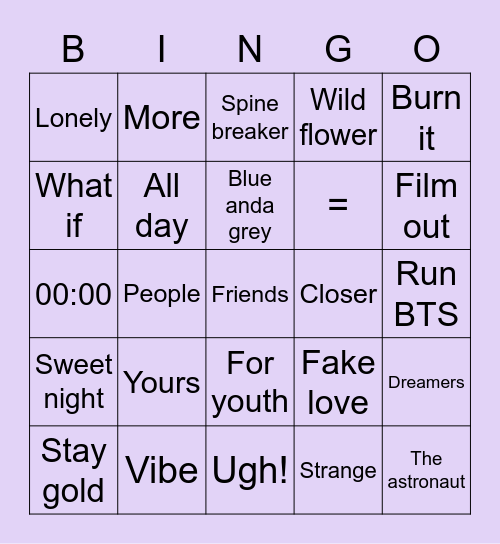 @f4irydimples27 Bingo Card