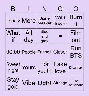 @f4irydimples27 Bingo Card