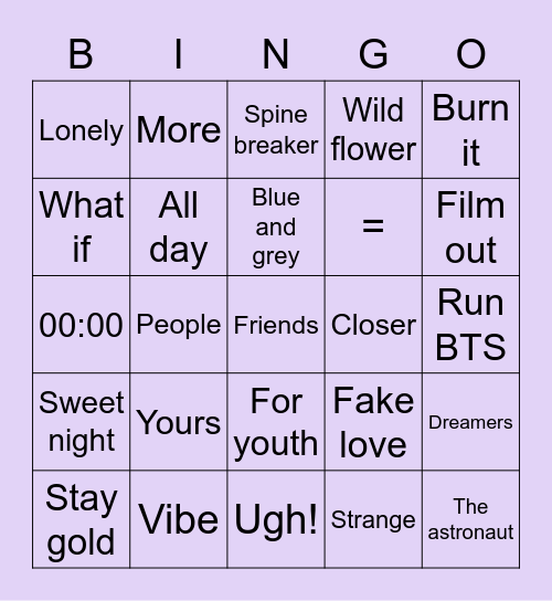 @f4irydimples27 Bingo Card