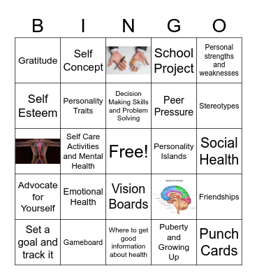 5th grade Health Bingo Card