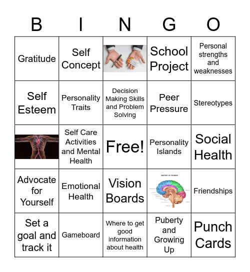 5th grade Health Bingo Card