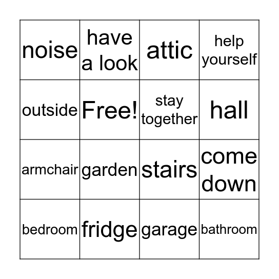 Dictation Bingo Card