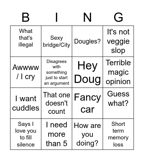SARAH BINGO Card