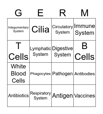 Germ BINGO Card