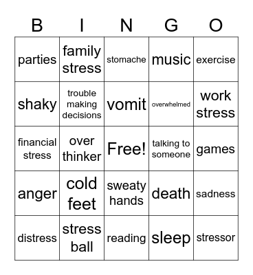Stress Unit Bingo Card