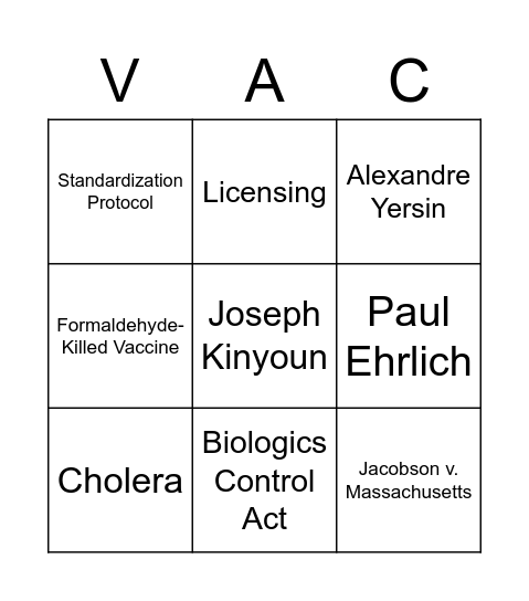 Vaccines Bingo Card