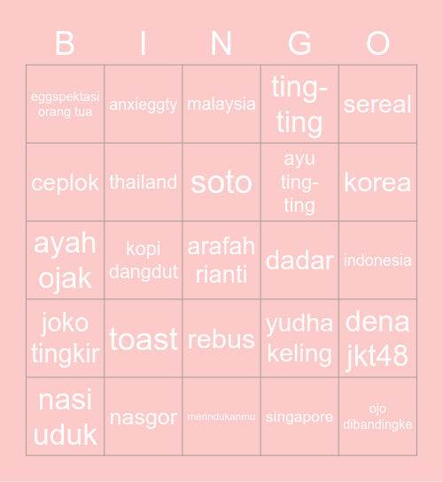 nn’s Bingo Card