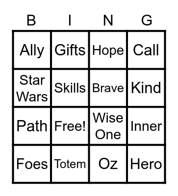 Hero's Journey Bingo Card