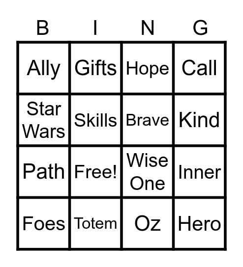 Hero's Journey Bingo Card