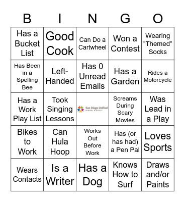 #SDUSD HR ROCKS Bingo Card