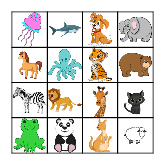 Animals Bingo Card