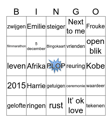 Tim & Karlijn 05-12-2015 Bingo Card